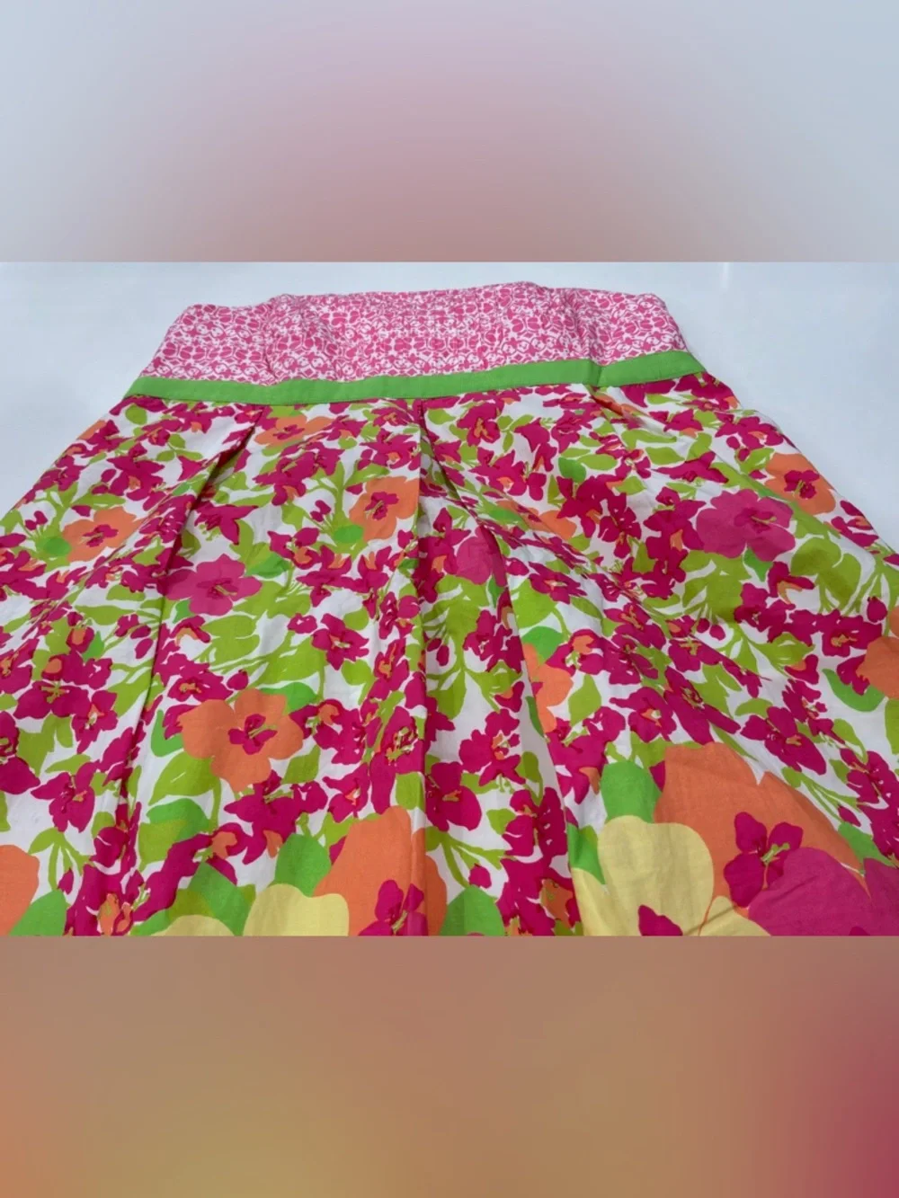 Lilly Pulitzer Dress Size 12 Strapless Floral Cotton Flare Lined - Picture 4 of 10